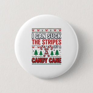 Funny Candy Cane Christmas Sweater 6 Cm Round Badge