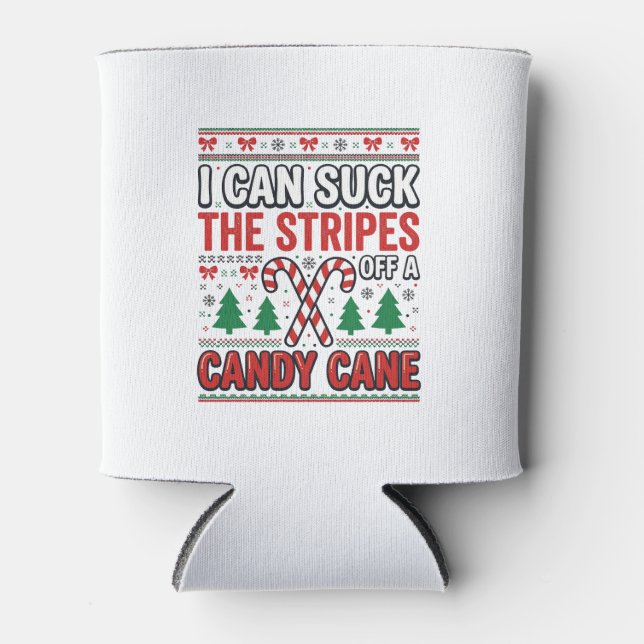 Funny Candy Cane Christmas Sweater Can Cooler (Front)