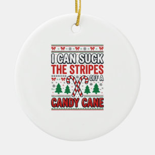 Funny Candy Cane Christmas Sweater Ceramic Tree Decoration