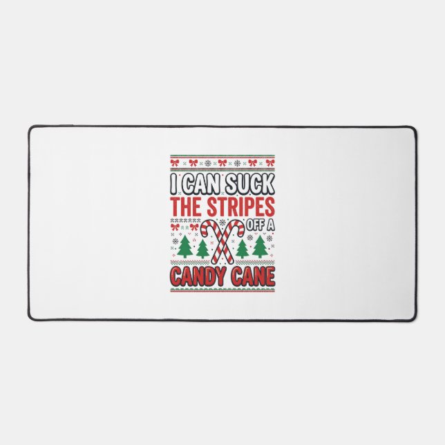 Funny Candy Cane Christmas Sweater Desk Mat (Front)