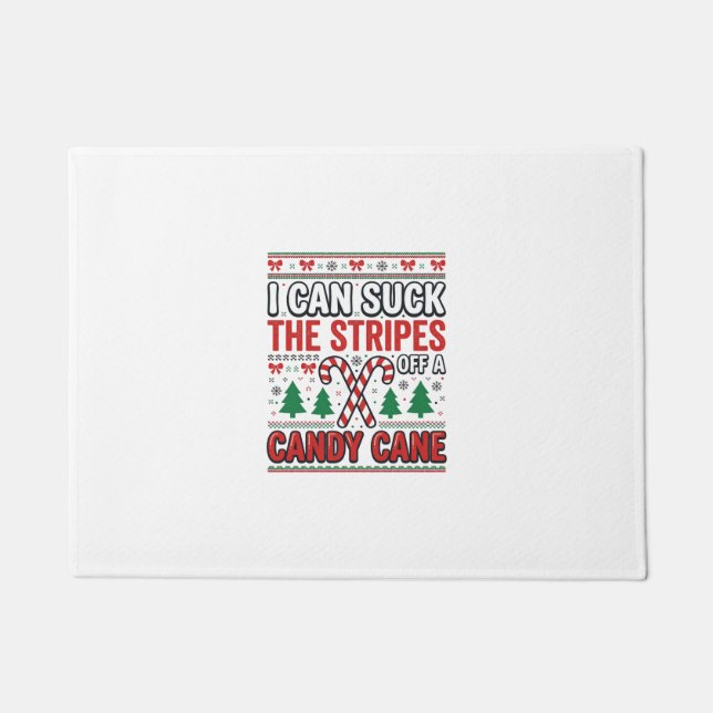 Funny Candy Cane Christmas Sweater Doormat (Front)