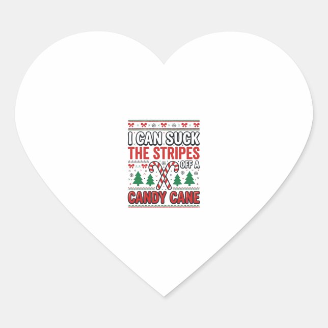 Funny Candy Cane Christmas Sweater Heart Sticker (Front)