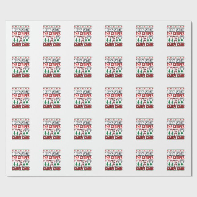 Funny Candy Cane Christmas Sweater Wrapping Paper (Flat)