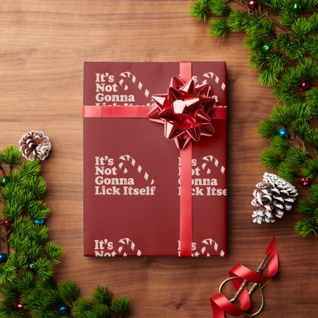 Funny Candy Cane Lick Itself Christmas Wrapping Paper (Holiday Gift)
