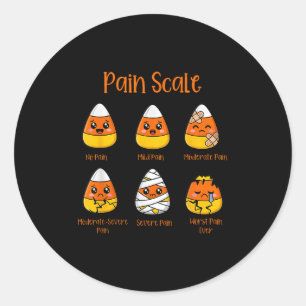 Funny Candy Corn Pain Scale Halloween For Medical  Classic Round Sticker
