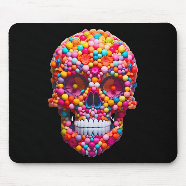Funny Candy Skull Bubble Gum Skeleton Halloween Ca Mouse Pad (Front)