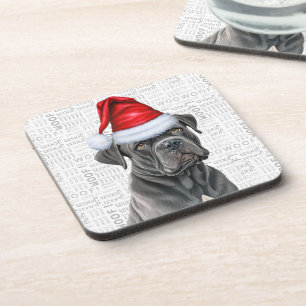 Funny Cane Corso Dog Woof Word Art Holiday Coaster