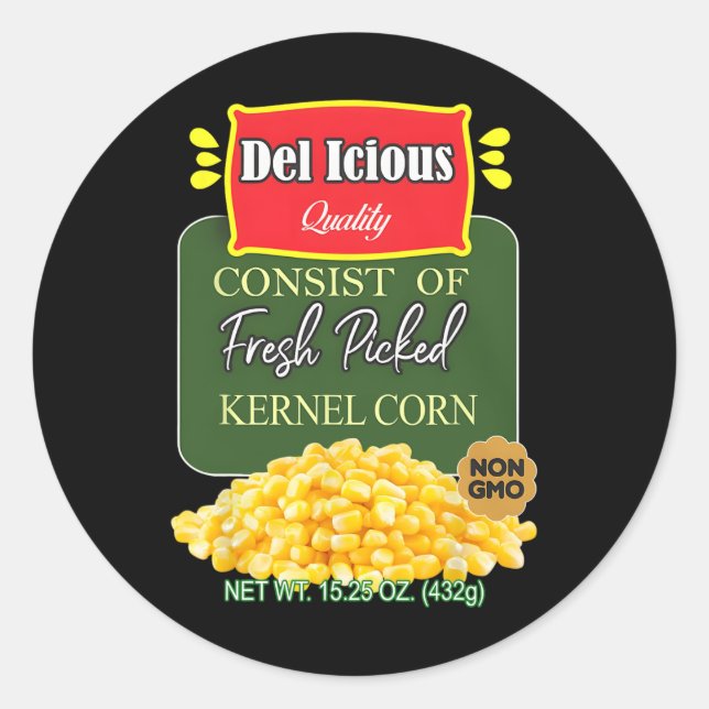 Funny Canned Kernel Corn Halloween Matching Group  Classic Round Sticker (Front)