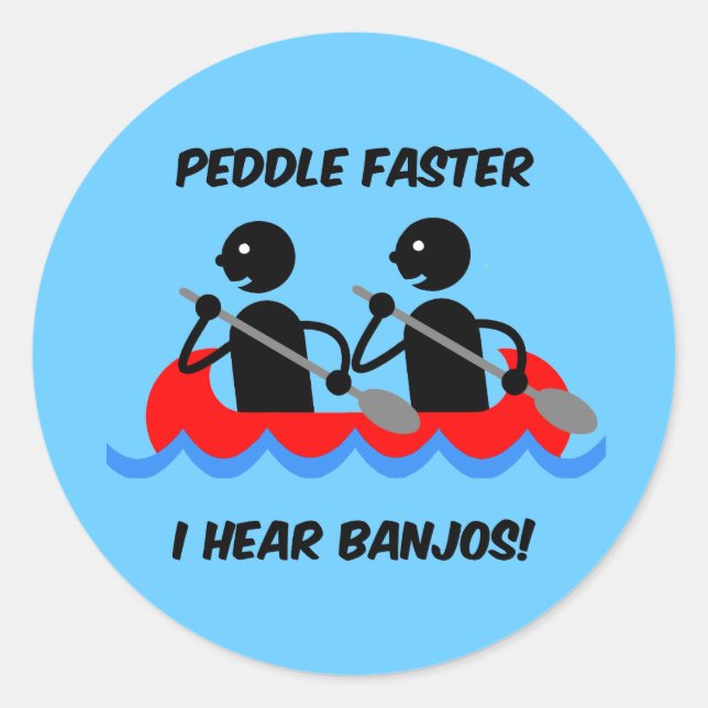 funny canoeing classic round sticker (Front)