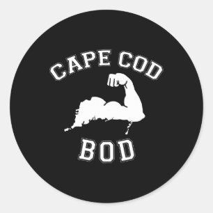 Funny Cape Cod Bod Machusetts Summer Beach Fitness Classic Round Sticker