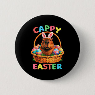 Funny cappy easter capybara bunny with eggs spring 6 cm round badge