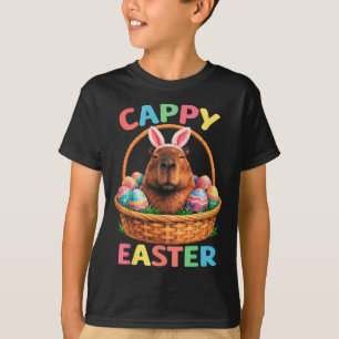 Funny Cappy Easter Capyra Bunny With Eggs Spring H T-Shirt