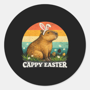 Funny Cappy Easter Capyra Easter Bunny Men Women K Classic Round Sticker