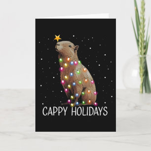 Funny Cappy Holidays Cute Capypara Christmas Light Card