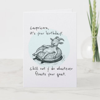 Funny Capricorn Floating Goat Zodiac Birthday  Card