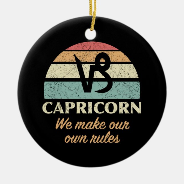 Funny Capricorn Zodiac Rules Ceramic Tree Decoration (Front)