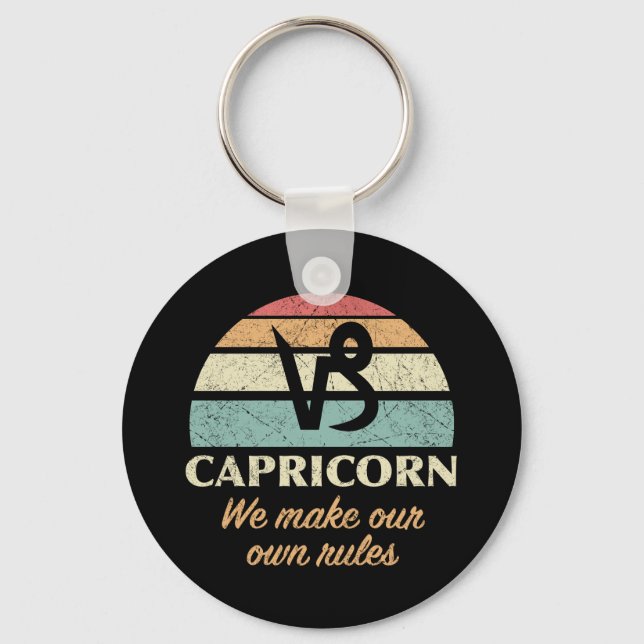 Funny Capricorn Zodiac Rules Key Ring (Front)