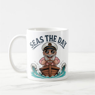 Funny Captain Design Seas the Day Nautical Coffee Mug