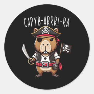 Funny Capyb-arrr-ra Pirate Capybyra Halloween Boys Classic Round Sticker
