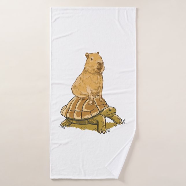 Funny Capybara Animal Turtle Cute Capybara Bath Towel (Bath Towel)