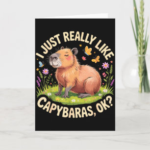 Funny Capybara Art For Men Women Kids Capy Rodent Card