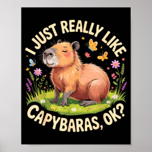 Funny Capybara Art For Men Women Kids Capy Rodent  Poster