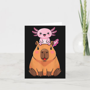 Funny Capybara Axolotl Kawaii Kids Boys Girls Anim Card