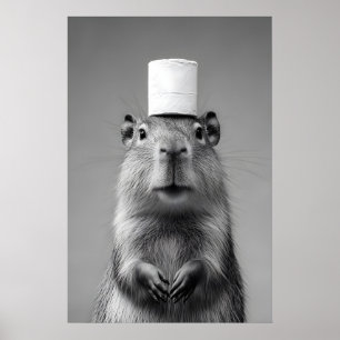 Funny Capybara Bathroom Art Print, Toilet Paper Poster