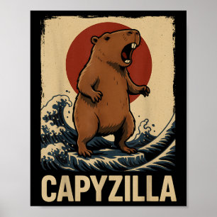 Funny Capybara Boys Girls Kids Mens Capyzilla Poster