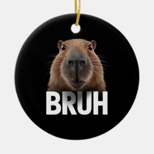 Funny Capybara Bruh  Ceramic Tree Decoration