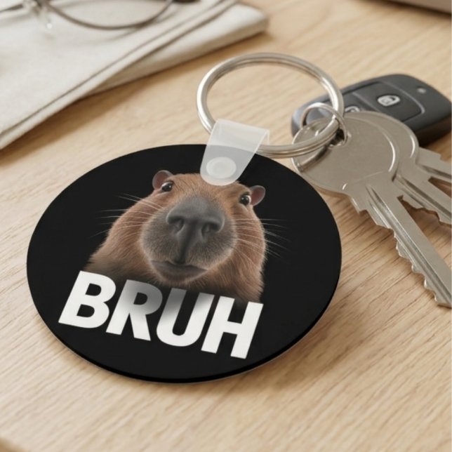 Funny Capybara Bruh Meme Animal Face Key Ring (Creator Uploaded)