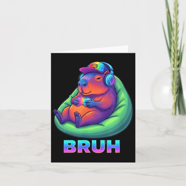 Funny Capybara Bruh Video Games Lovers  Card (Front)