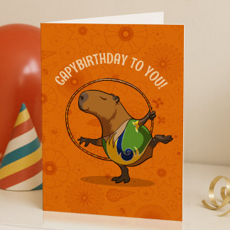 Funny Capybara Capybirthday To You! Birthday Art Card