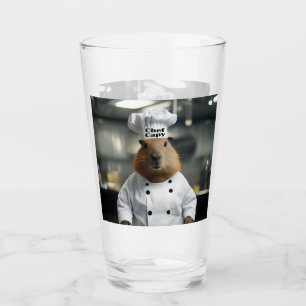 Funny Capybara Chef Glass