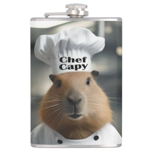 Funny Capybara Chef Hip Flask