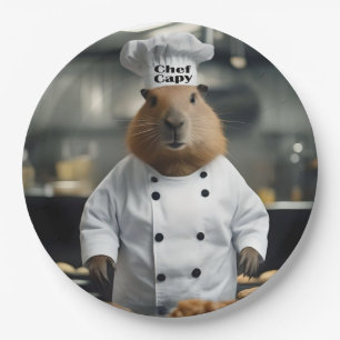 Funny Capybara Chef Paper Plate