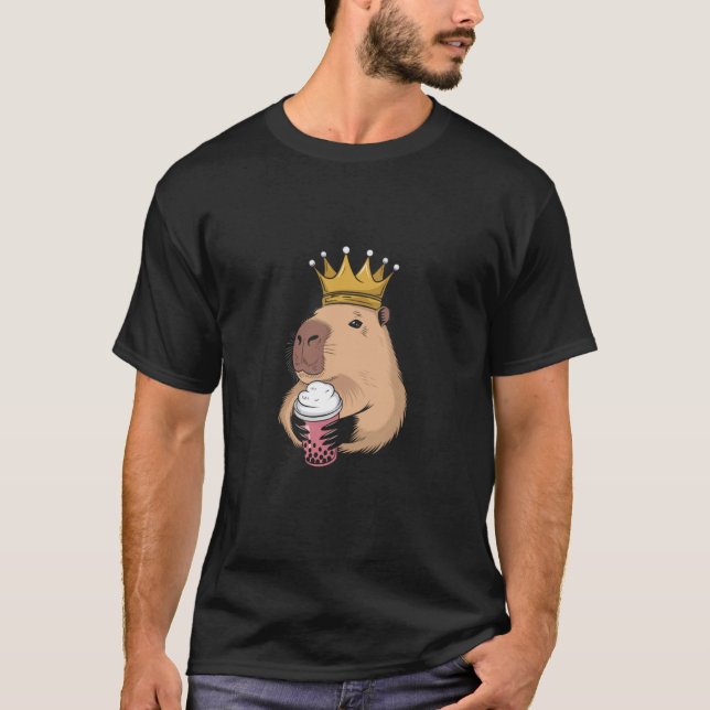 Funny Capybara Coquette Bow Tea Bubble Rodent Anim T-Shirt (Front)