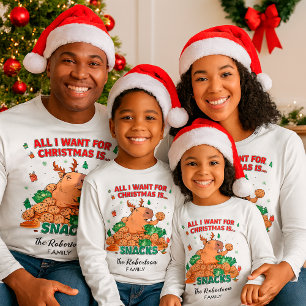 Funny Capybara Customisable Family Name Christmas  T-Shirt