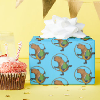 Funny Capybara Dancer Rhythmic Gymnast Cartoon Wrapping Paper