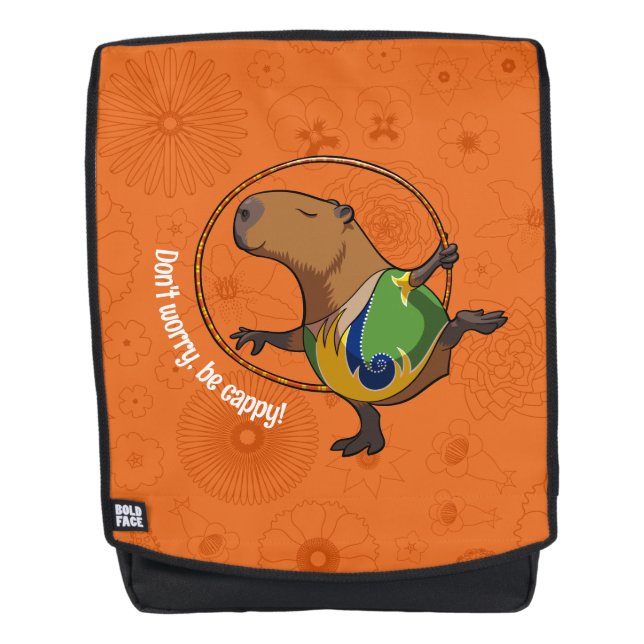 Funny Capybara Don't Worry Be Cappy Cartoon Backpack (Front)