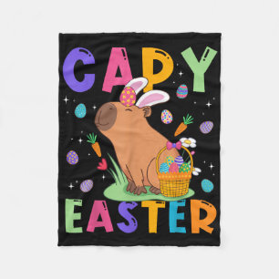 Funny Capybara Easter Day Capy Easter Eggs Capy Lo Fleece Blanket