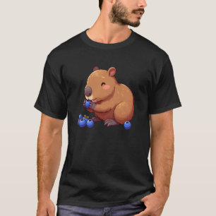 Funny Capybara Eating Blueberry Graphic for Fruit  T-Shirt