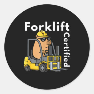 Funny capybara forklift certified operator meme classic round sticker