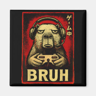 Funny Capybara Gamer Bruh Graphic Tee Men Boys Tee Magnet