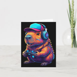 Funny Capybara Gamer Gaming Video Games Capybara Card