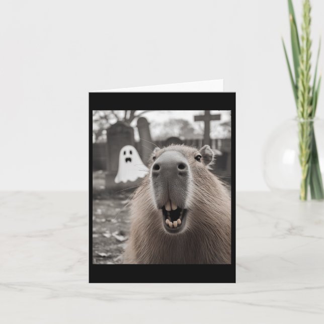 Funny Capybara Ghost Halloween Costume Capybara Ha Card (Front)