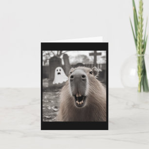 Funny Capybara Ghost Halloween Costume Capybara Ha Card