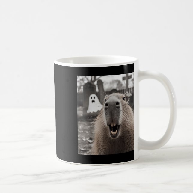 Funny Capybara Ghost Halloween Costume Capybara Ha Coffee Mug (Right)