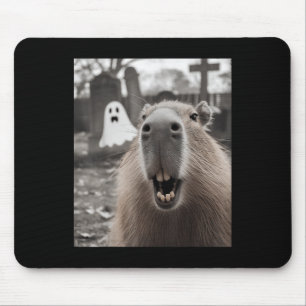 Funny Capybara Ghost Halloween Costume Capybara Ha Mouse Pad