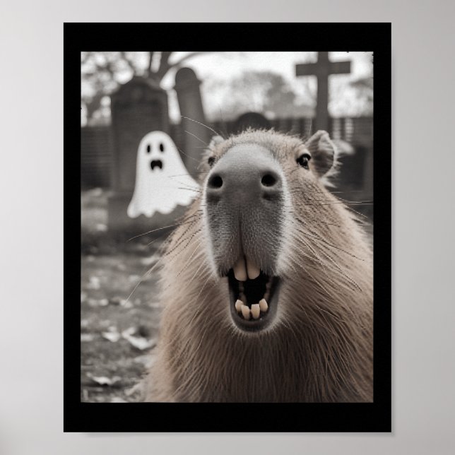 Funny Capybara Ghost Halloween Costume Capybara Ha Poster (Front)